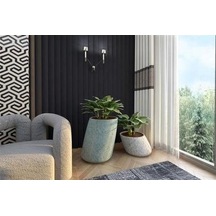Nuano Consept Flora Serisi Yuvarlak Saksı Koyu Gri 52x40