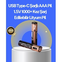 Mey İthalat Hızlı Şarj Teknolojili Usb Şarjlı Aaa Pil 40 Dakikada Tam Şarj