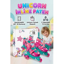 Unicorn Temalı 3 Tekerlekli Tri-inline Alıştırma Pateni - Ayarlanabilir Çocuk Pateni