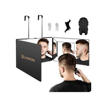 Xuweiwei Üç Taraflı Aynalı Aksesuarlı Işıksız 360 Derece Dönebilir Ayarlanabilir Saç Kesim Aynası Anti Fog Hd Cam Duvara Monte Plastik Çerçeve Ahşap