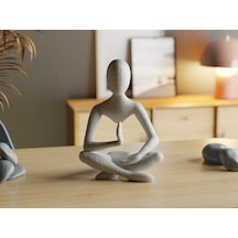 Meditasyon Heykeli Yoga Yapan Fiğür Mini Heykelcik Beyaz Renk