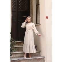 Krep Kumaş Omuz Fırfırlı Elbise 001