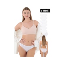 Cnt Kadın / Kız Külot Likralı Penye 6'lı Premium Paket Beyaz Beyaz