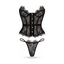 Havens Mondio Corset Büstiyer G-string Set Siyah