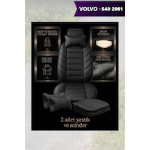 Volvo S40 2001 Uyumlu Lüks Siyah Renk Premium 2 Adet Minder Ve Yastık