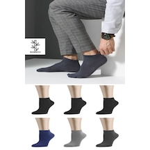 Ozzy Socks 6 Çift Bambu Erkek Dikişsiz Patik Çorap 4 Mevsim Dayanıklı Topuk Ve Burun Koyu Renkler Siyah-lacivert-füme-gri