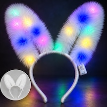 3 Modlu Led Işıklı Peluş Tavşan Kulağı Beyaz Renk - Temz-898647 Çok Renkli