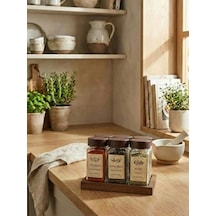 Leelahome 6'lı Set Ahşap Standlı Kare Baharatlık 140 Ml - Koyu Kahve Koyu Kahverengi