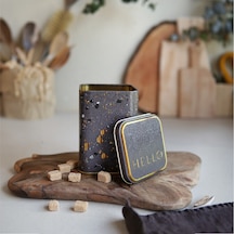 Terrazzo Brown Desenli Kare Metal Saklama Kabı 9 x 9 x 12.5 CM 1 L Çok Renkli