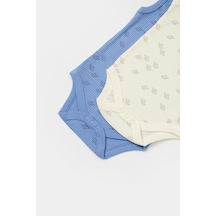 BabyCosy Organik Modal Fil Baskılı 2 Li Askılı Unisex Bebek Badi 001