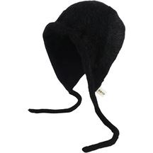 Lbwbw Kızlar Kış Sevimli Kordon Tüylü Şapka - Siyah - Siyah -56 - 68 Cm - Lbw032