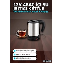 Oto Su Isıtıcı Kettle 12v Çakmaklık Girişli Paslanmaz Çelik Seyahat Tipi Bx-316150