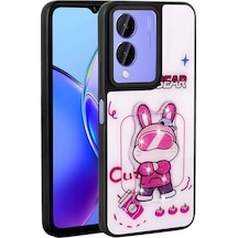 Vivo Y17s Kılıf Parlayan Kabartmalı İkonik Figürlü Amas Silikon Kapak - Beya Beyaz Beyaz