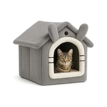 Yumuşak Kedi Yatağı - Derin Uyku Evi, Gri