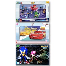 Cars, Pj Mask, Sonic 3 Lü Frame Puzzle/yapboz Set