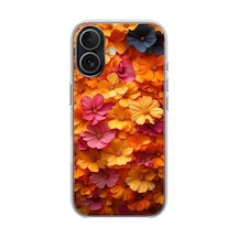 İphone 17 Uyumlu Sarı Pembe Çiçekler Baskılı Silikon Kılıf