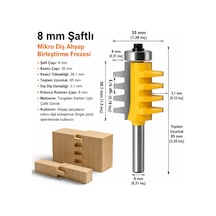 Mikro Diş Ahşap Birleştirme Frezesi 35 38,1 85 Mm 8 Mm Şaft