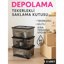 80 Litre 3 Adet Depolama Düzenleyici Siyah