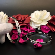 Zirkon Taşlı Unisex Kelepçe Çift Modeli 925 Ayar Gümüş Gümüş