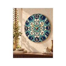 Osmanlı Motifli Etnik Desenli Ahşap 45 Cm Sessiz Akar Mekanizmalı Uv Baskılı Dekoratif Duvar Saati Hediyelik 1000 Çok Renkli