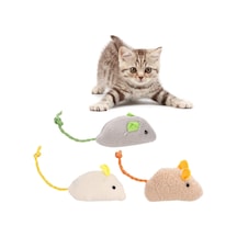 Sogud Kedi Oyuncağı Peluş Fare 3 Lü Set İnteraktif Kedi Oyuncakları, Isırmaya Dayanıklı Yumuş