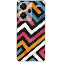 Xiaomi Redmi Note 13 Pro Plus Uyumlu Kamera Korumalı Labirent Grafiti Tasarımlı Kılıf Şeffaf