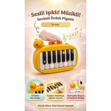14cm Sesli Işıklı Ve Müzikli Sevimli Ördek Figürlü İnteraktif Oyuncak El Piyanosu