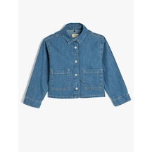 Koton Pamuklu Kısa Kollu Crop Denim Ceket Orta İndigo 5skg20016ad İndigo