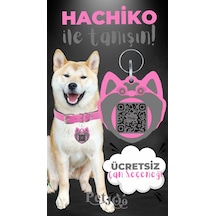 Petjoo 19.Hachiko Gri-Pembe Qr'lı Köpek Künyesi