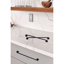 10 Adet Radius Siyah Metal Mobilya Kulpu 256 Mm 25,6 Cm Uyumlu Modern Mutfak Dolabı Çekmece Kulbu Siyah Siyah