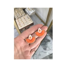 Turuncu Tasarım Yelpaze Model Küpe