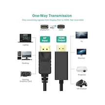 Displayport To Hdtv Kablo 1.8 Metre 4k Ultra Hd Görüntü Aktarım Kablosu Altın Uçlu Yüksek Hızlı Video Ses İletimi Monitör Tv Projektör Pc Laptop Uyumlu Dp To Hdmı Zr798
