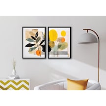 Desenler Ve Bitkiler Çerçeveli İkili Mdf Tablo Seti-174311