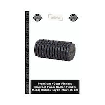 Premium Vücut Fitness Bireysel Foam Roller Tırtıklı Masaj Rulosu Siyah-mavi 45 Cm Siyah - Mavi