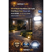 20 W Siyah Dış Mekan Led Aplik Oval Beyaz Kasa Beyaz Işık Als-5016b Ip44 Beyaz