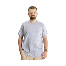 Mode Xl Büyük Beden Erkek T-Shirt Bis Yaka Fragmented 23133 Gri 001