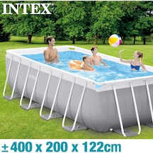 İntex 26790 Dikdörtgen Prefabrik Aile Havuzu 400x200x122cm Merdiven Ve 220v Filitreli Set