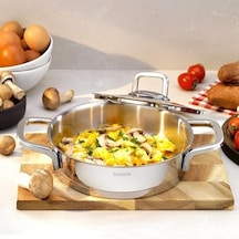 New Stahl Çelik Kapaklı Sahan 22 Cm 2 Parça-ınox Açık Bakır