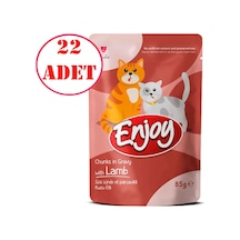 Enjoy Kedi Pouch Kuzu Etli Yaş Mama Sos İçinde Et Parçacıklı 85 Gr 22 Ad