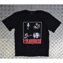 Stoned&Fame Unisex Siyah 4 Silahşörler Baskılı T-shirt SIYAH