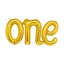 One Yazısı Gold Folyo Balon Altın