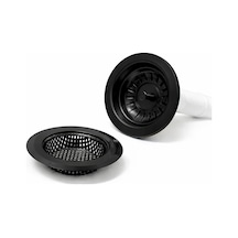 Fkn Siyah Eviye - Lavabo Gider Süzgeci Ve Çöp Tıkacı Seyyar Süzgeç 2 Ürün