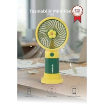 Şarjlı El Vantilatörü Telefon Standlı 3 Kademeli Taşınabilir Masa Fanı F62 Yeşil