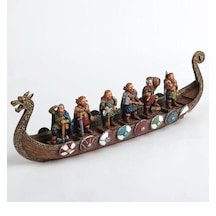 Veronese Viking Kayığı Ve 6 Vikingli Savaşçı Figür 43x10cm