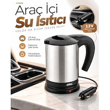 Araçta Sıcak Su Hazırlamak İçin 12v Çakmak Girişli Paslanmaz Çelik Su Isıtıcı Kettle - Bayi Depom