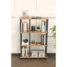 Mirada 4 Katlı Modern Kitaplık Dekoratif Çok Amaçlı Kitaplık Ve Organizer Çok Raflı Düzenleyici - Meşe Meşe
