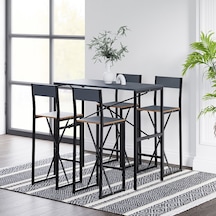 4 Kişilik Gzl Bar Masa Bar Masa Sandalye Takımı Füme 1585