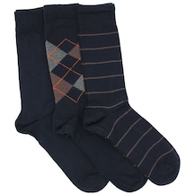 3'Lü Paket Klasik Desenli Lacivert Erkek Çorap Lacivert
