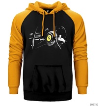 Ferrari Steering Wheel Sarı Reglan Kol Kapşonlu Sweatshirt Sarı