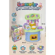 Canavarlar Şef Oyuncak Mutfak Seti 16 Parça Işıklı Fırınlı Büyük Boy Eğitici Evcilik Oyunu 58 Cm